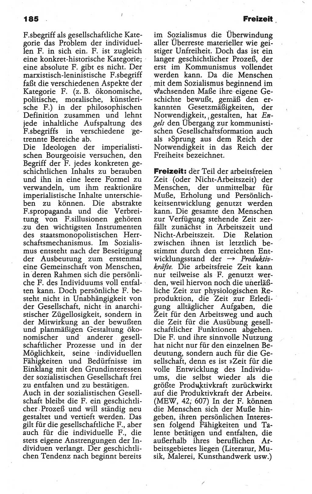 Wörterbuch der marxistisch-leninistischen Philosophie [Deutsche Demokratische Republik (DDR)] 1986, Seite 185 (Wb. ML Phil. DDR 1986, S. 185)