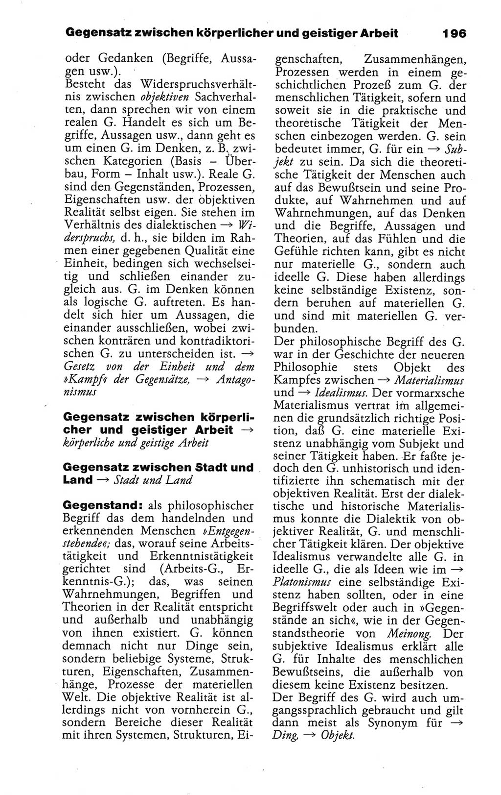 Wörterbuch der marxistisch-leninistischen Philosophie [Deutsche Demokratische Republik (DDR)] 1986, Seite 196 (Wb. ML Phil. DDR 1986, S. 196)