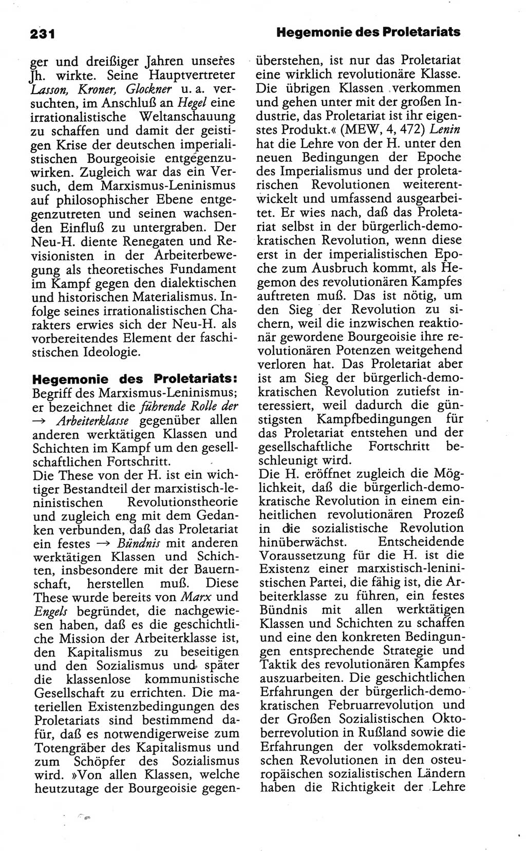 Wörterbuch der marxistisch-leninistischen Philosophie [Deutsche Demokratische Republik (DDR)] 1986, Seite 231 (Wb. ML Phil. DDR 1986, S. 231)