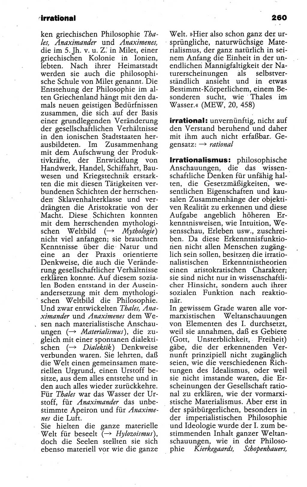 Wörterbuch der marxistisch-leninistischen Philosophie [Deutsche Demokratische Republik (DDR)] 1986, Seite 260 (Wb. ML Phil. DDR 1986, S. 260)