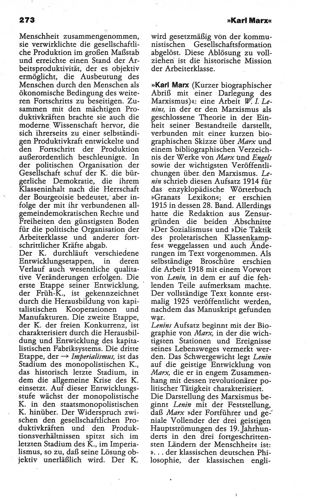 Wörterbuch der marxistisch-leninistischen Philosophie [Deutsche Demokratische Republik (DDR)] 1986, Seite 273 (Wb. ML Phil. DDR 1986, S. 273)