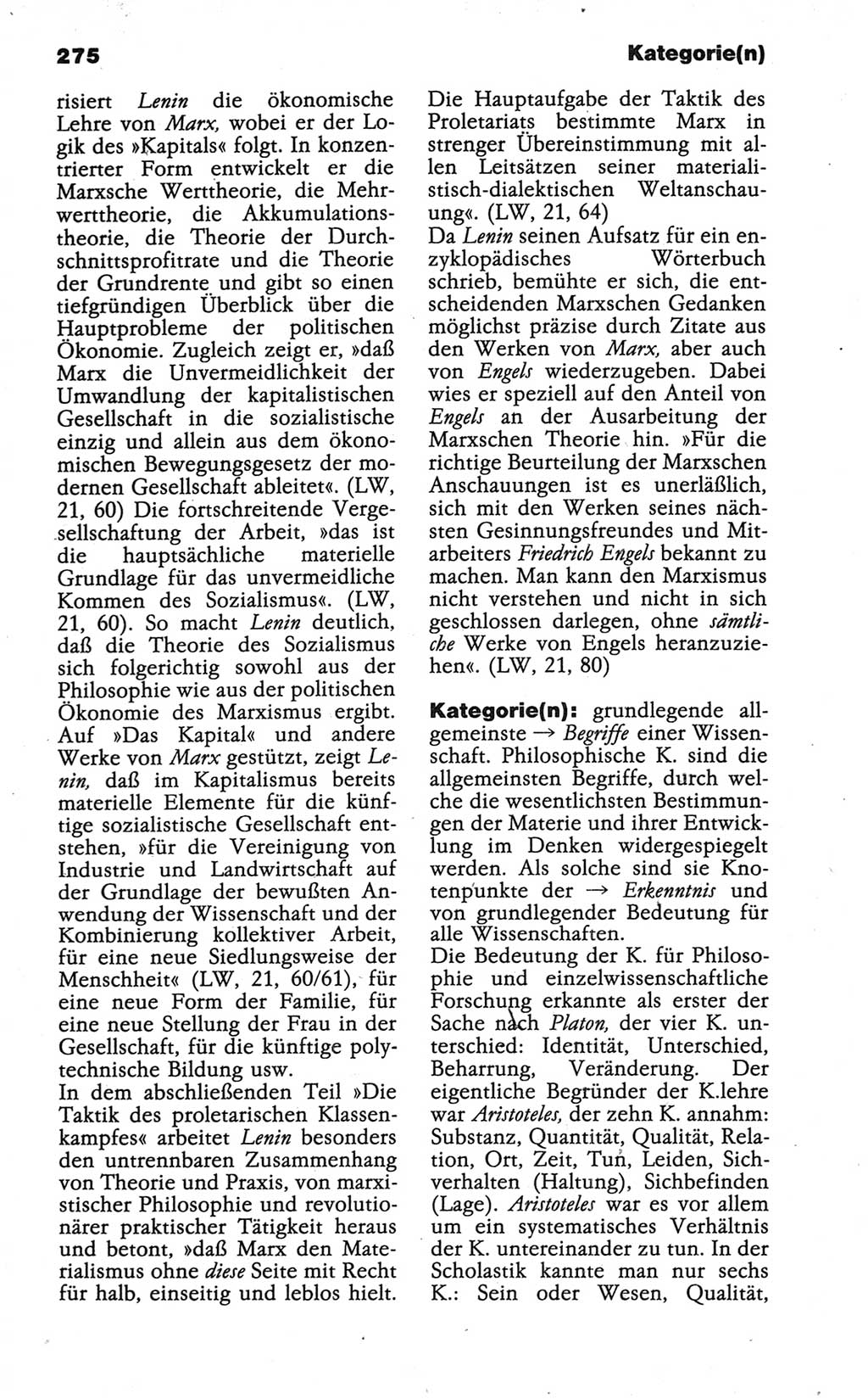 Wörterbuch der marxistisch-leninistischen Philosophie [Deutsche Demokratische Republik (DDR)] 1986, Seite 275 (Wb. ML Phil. DDR 1986, S. 275)