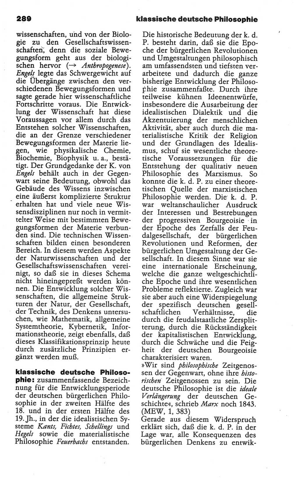 Wörterbuch der marxistisch-leninistischen Philosophie [Deutsche Demokratische Republik (DDR)] 1986, Seite 289 (Wb. ML Phil. DDR 1986, S. 289)