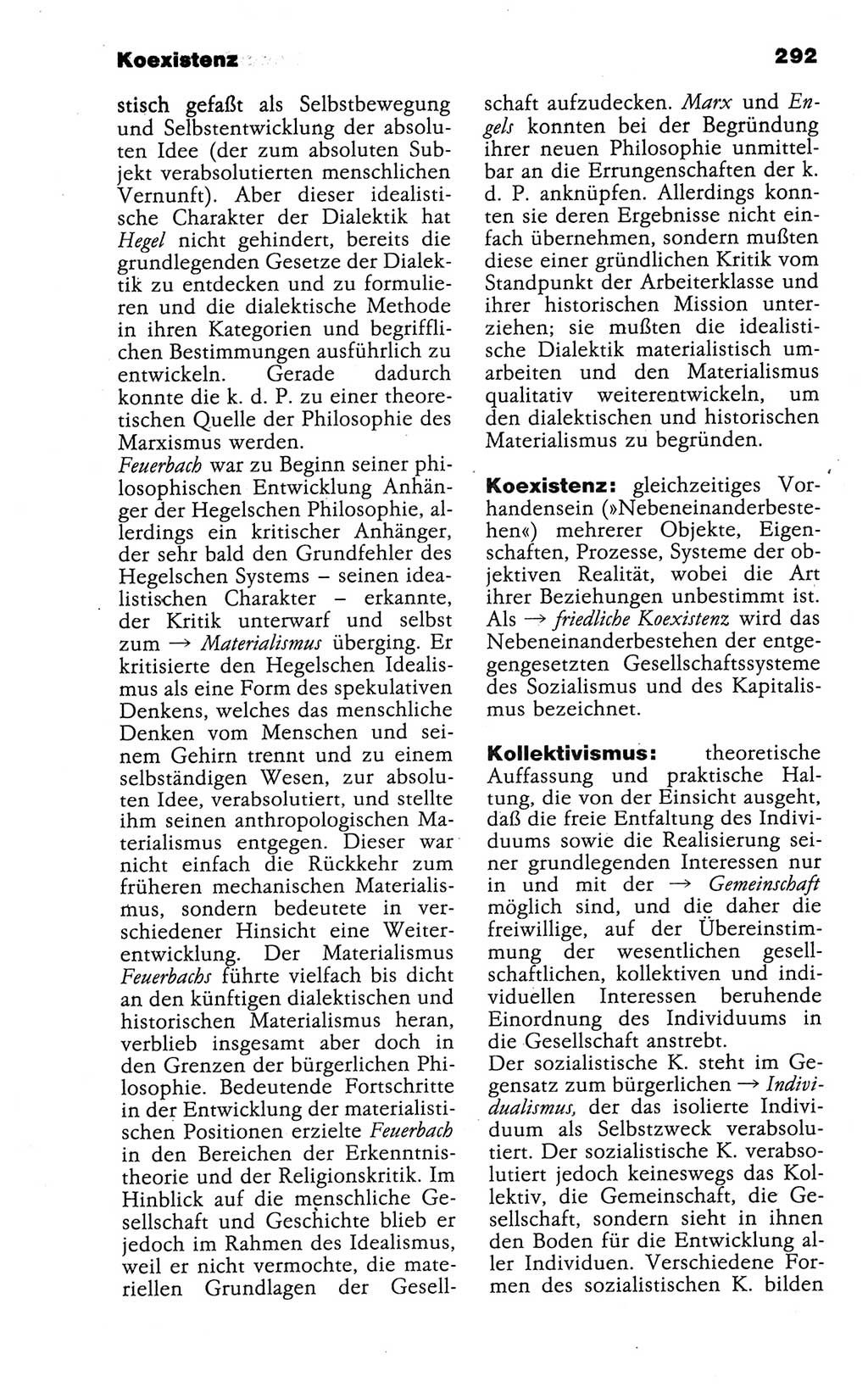 Wörterbuch der marxistisch-leninistischen Philosophie [Deutsche Demokratische Republik (DDR)] 1986, Seite 292 (Wb. ML Phil. DDR 1986, S. 292)