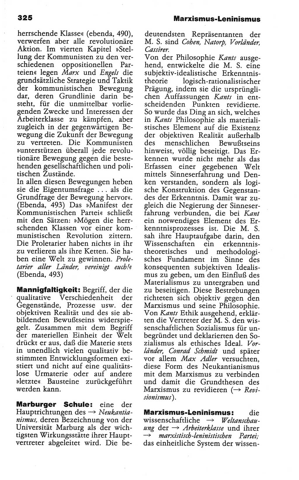 Wörterbuch der marxistisch-leninistischen Philosophie [Deutsche Demokratische Republik (DDR)] 1986, Seite 325 (Wb. ML Phil. DDR 1986, S. 325)