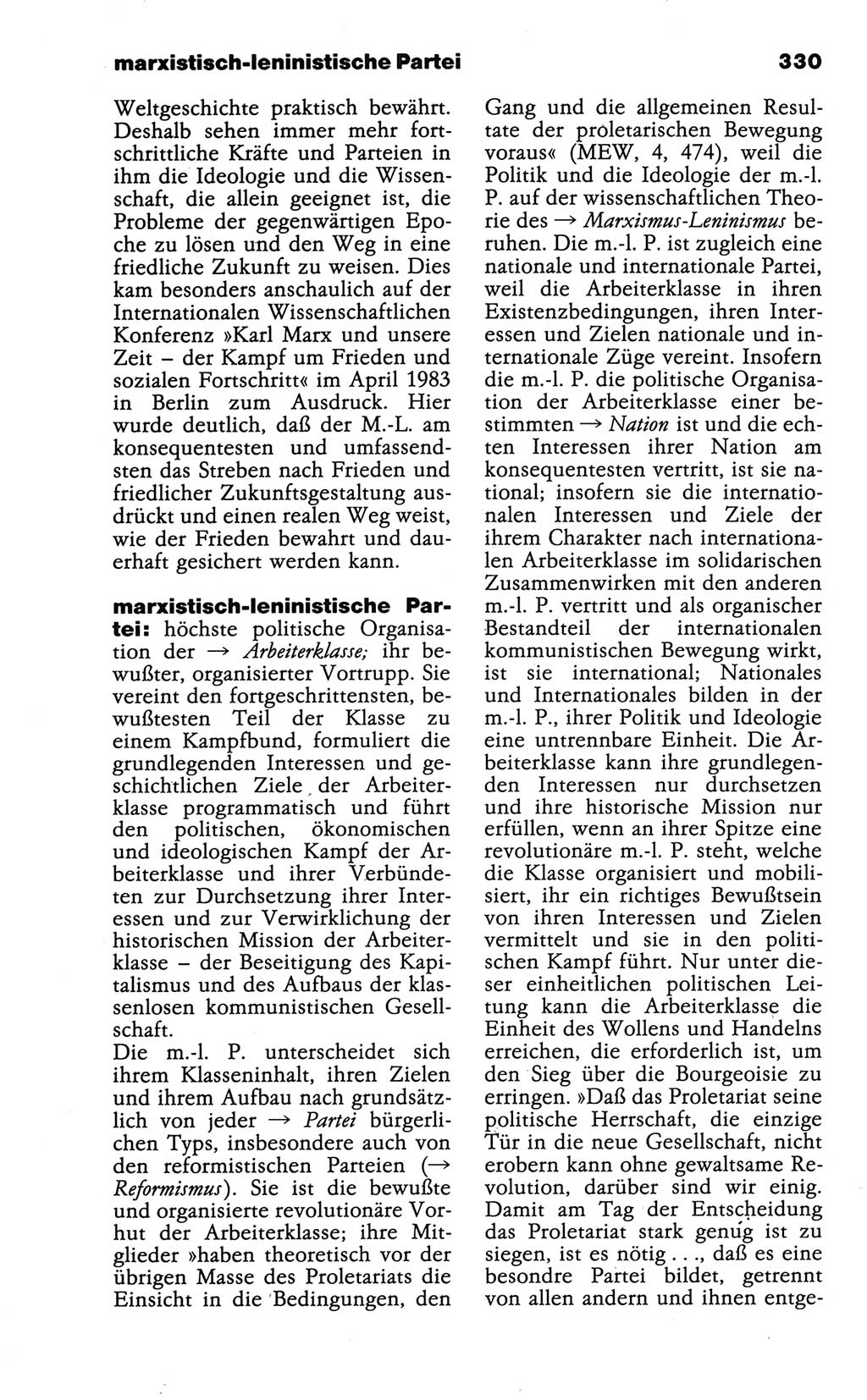 Wörterbuch der marxistisch-leninistischen Philosophie [Deutsche Demokratische Republik (DDR)] 1986, Seite 330 (Wb. ML Phil. DDR 1986, S. 330)