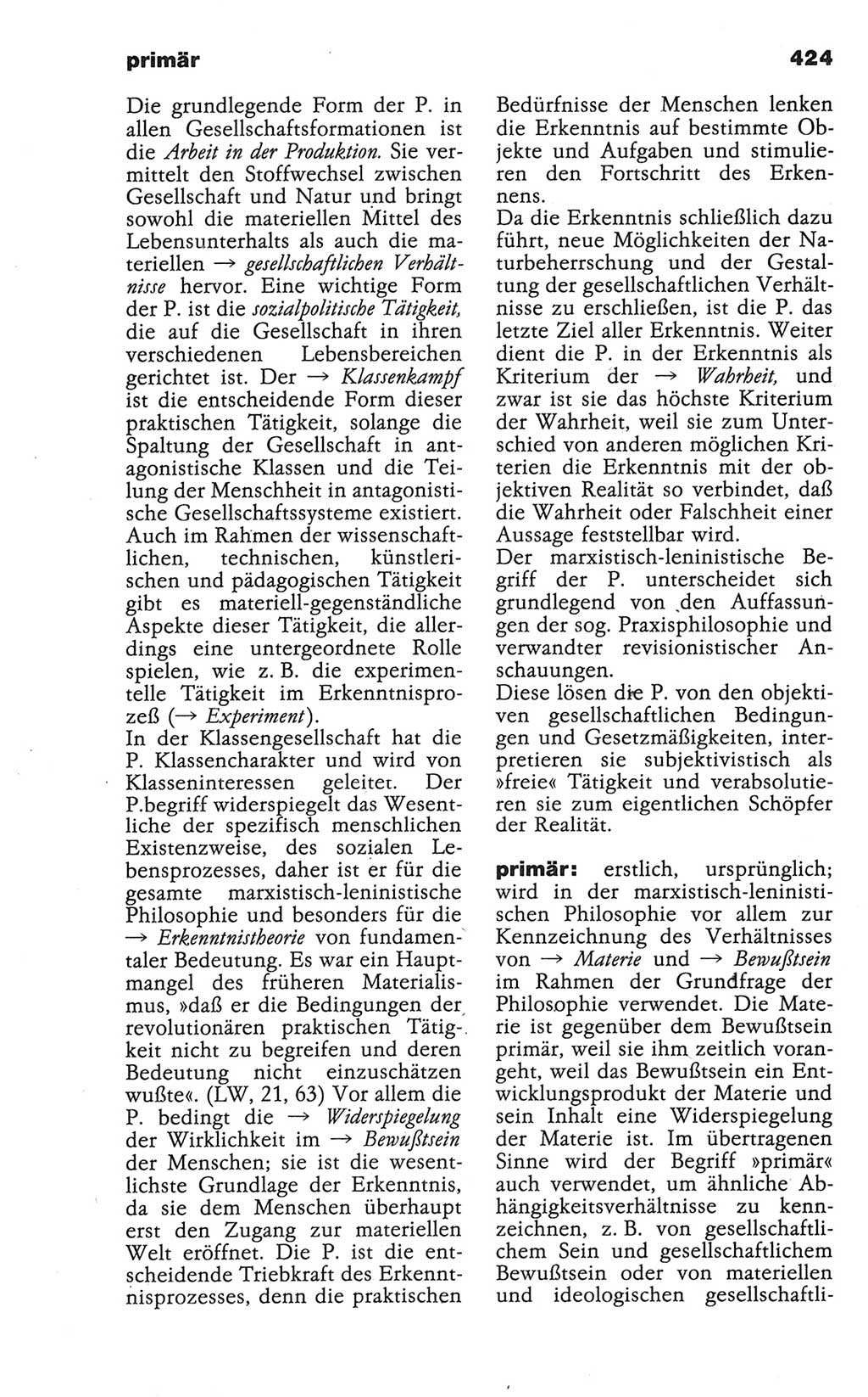Wörterbuch der marxistisch-leninistischen Philosophie [Deutsche Demokratische Republik (DDR)] 1986, Seite 424 (Wb. ML Phil. DDR 1986, S. 424)