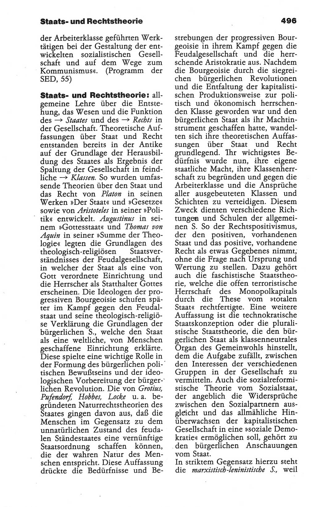 Wörterbuch der marxistisch-leninistischen Philosophie [Deutsche Demokratische Republik (DDR)] 1986, Seite 496 (Wb. ML Phil. DDR 1986, S. 496)