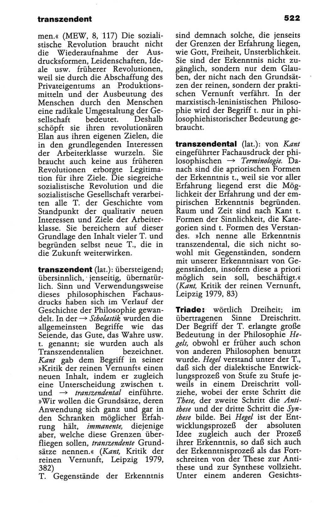 Wörterbuch der marxistisch-leninistischen Philosophie [Deutsche Demokratische Republik (DDR)] 1986, Seite 522 (Wb. ML Phil. DDR 1986, S. 522)