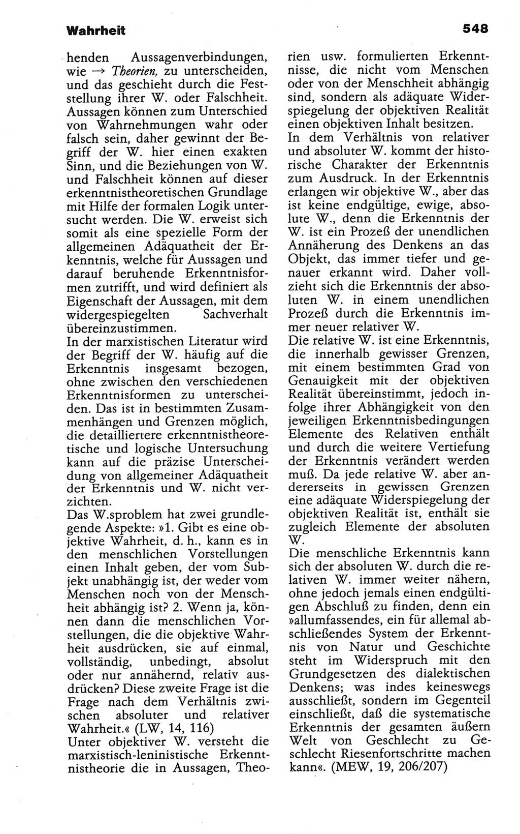 Wörterbuch der marxistisch-leninistischen Philosophie [Deutsche Demokratische Republik (DDR)] 1986, Seite 548 (Wb. ML Phil. DDR 1986, S. 548)