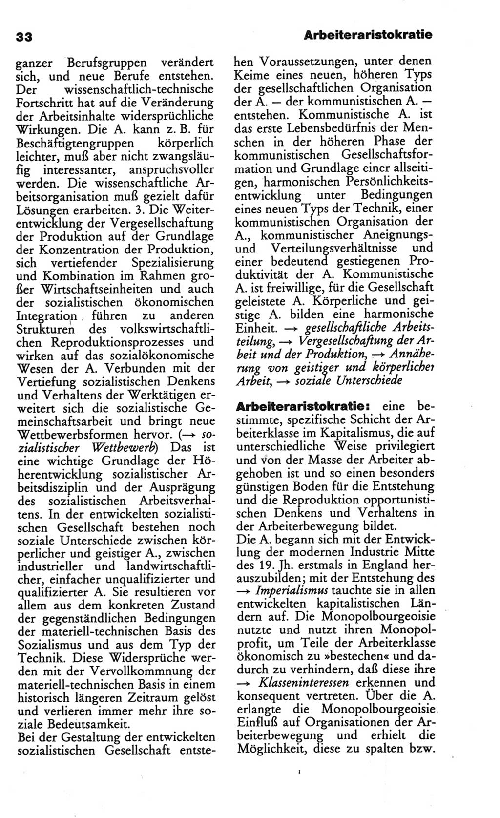 Wörterbuch des wissenschaftlichen Kommunismus [Deutsche Demokratische Republik (DDR)] 1986, Seite 33 (Wb. wiss. Komm. DDR 1986, S. 33)