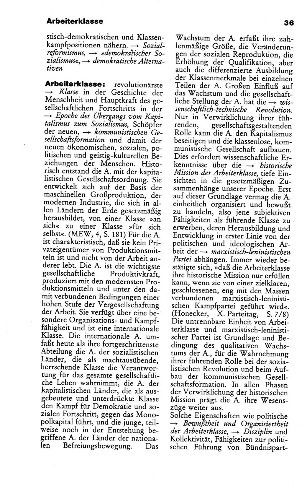 Wörterbuch des wissenschaftlichen Kommunismus [Deutsche Demokratische Republik (DDR)] 1986, Seite 36 (Wb. wiss. Komm. DDR 1986, S. 36)