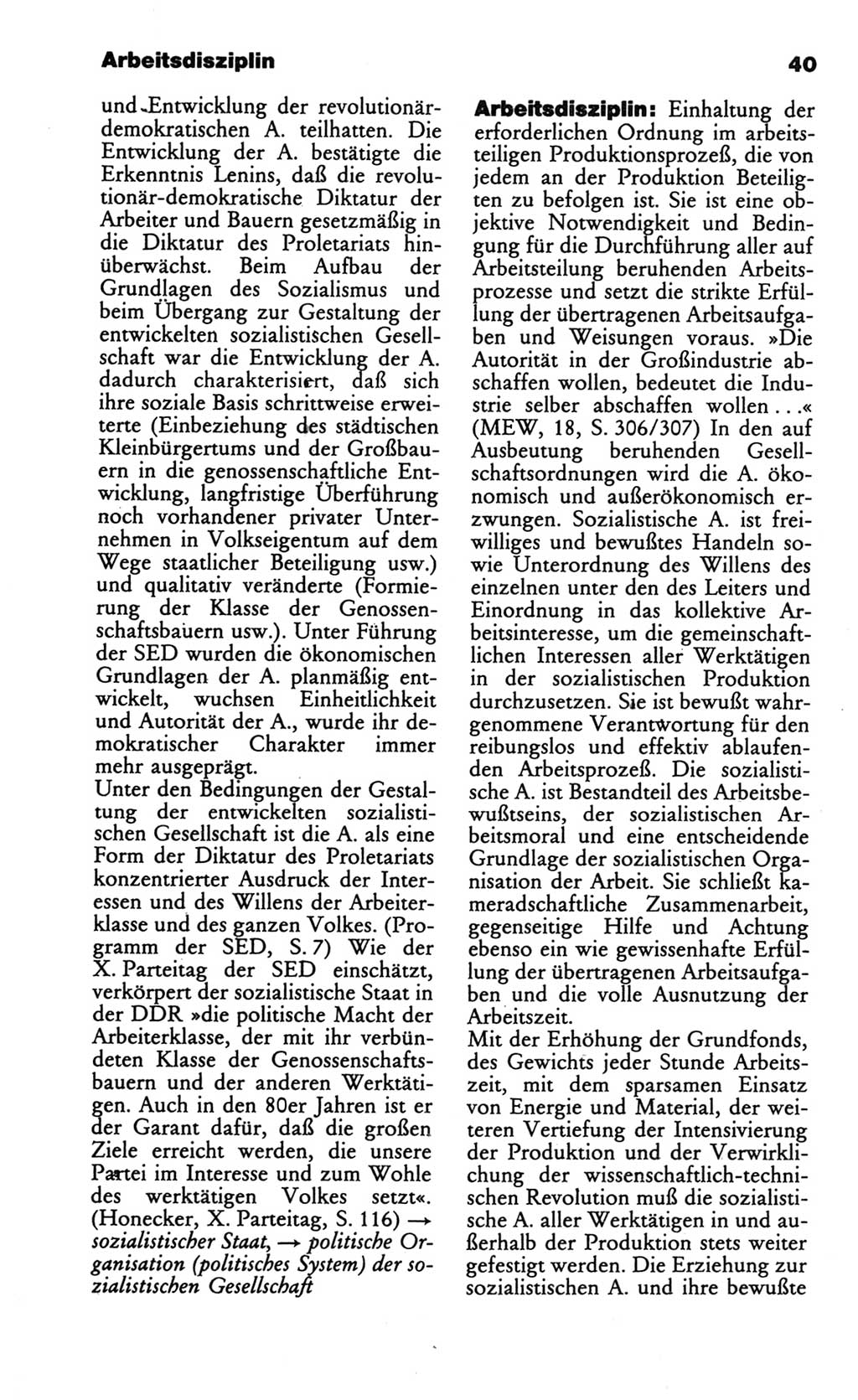 Wörterbuch des wissenschaftlichen Kommunismus [Deutsche Demokratische Republik (DDR)] 1986, Seite 40 (Wb. wiss. Komm. DDR 1986, S. 40)