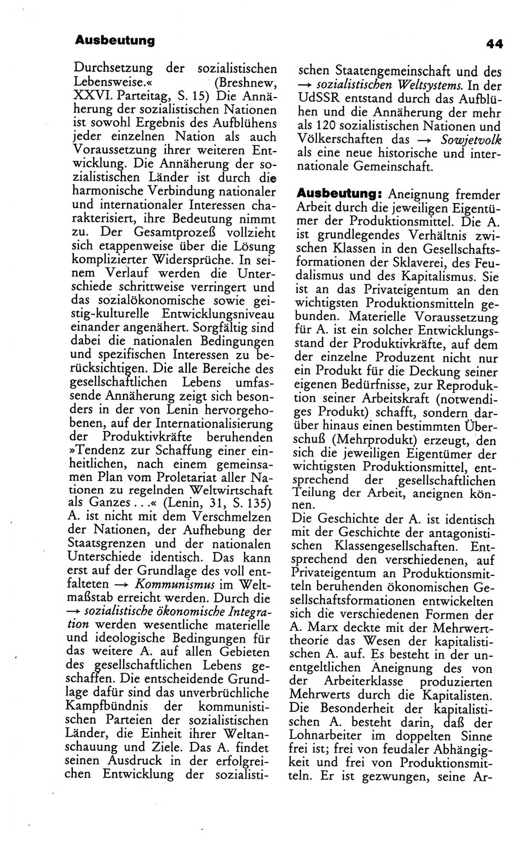 Wörterbuch des wissenschaftlichen Kommunismus [Deutsche Demokratische Republik (DDR)] 1986, Seite 44 (Wb. wiss. Komm. DDR 1986, S. 44)