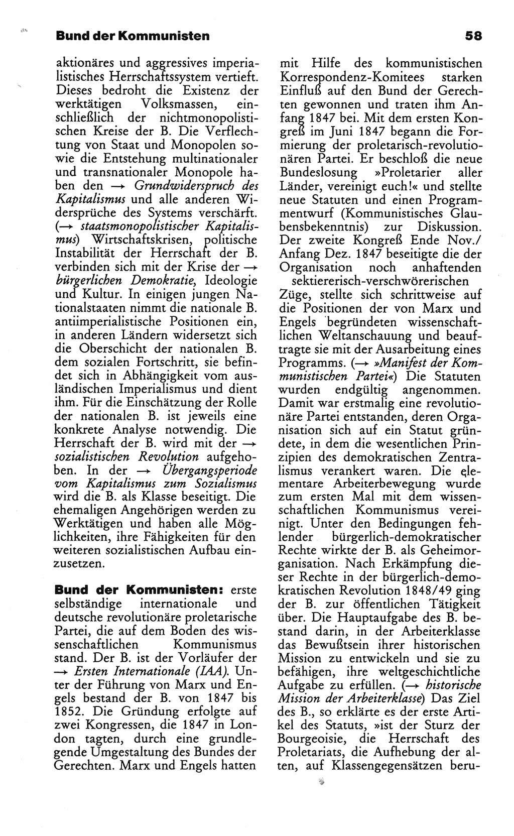 Wörterbuch des wissenschaftlichen Kommunismus [Deutsche Demokratische Republik (DDR)] 1986, Seite 58 (Wb. wiss. Komm. DDR 1986, S. 58)