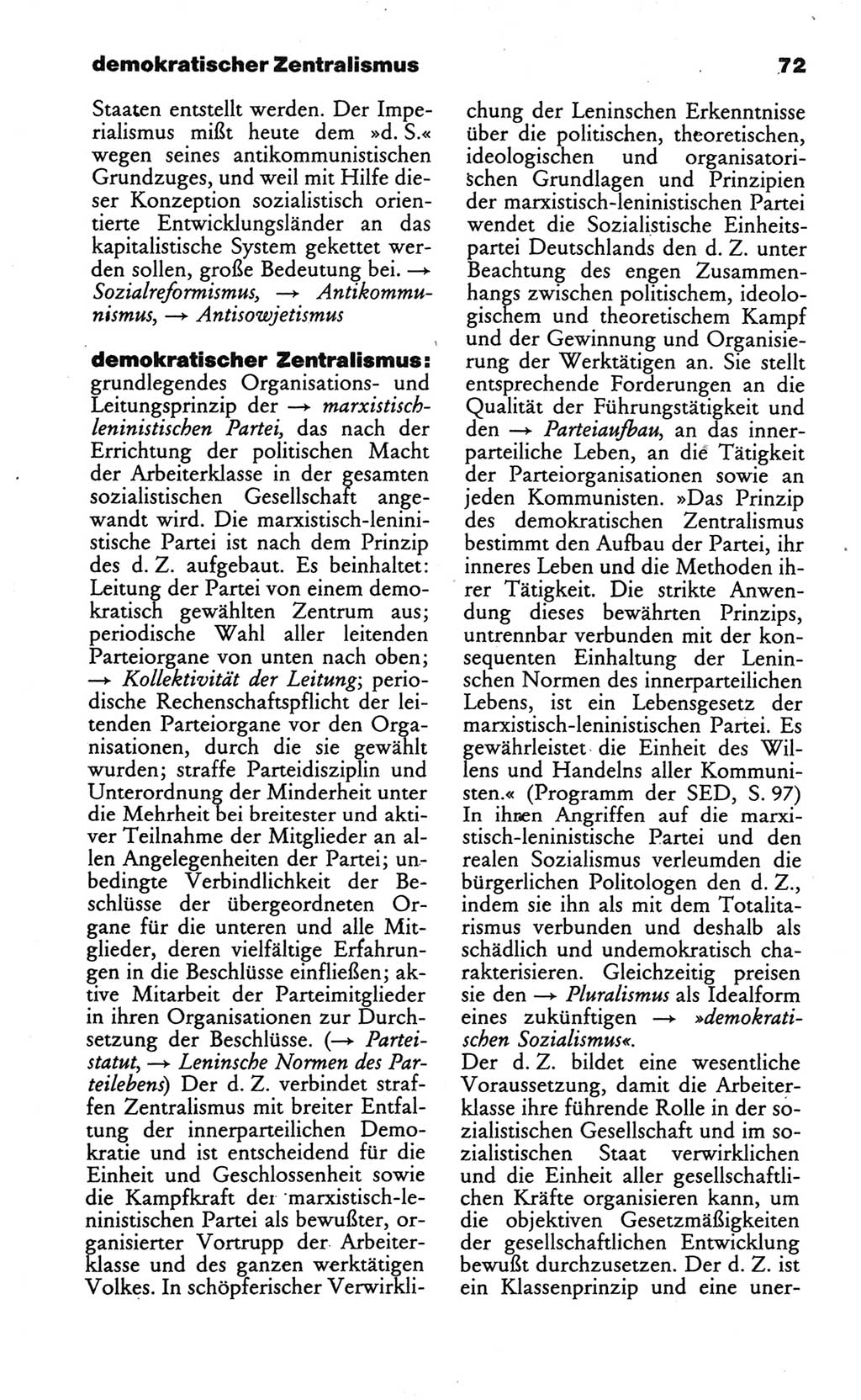Wörterbuch des wissenschaftlichen Kommunismus [Deutsche Demokratische Republik (DDR)] 1986, Seite 72 (Wb. wiss. Komm. DDR 1986, S. 72)