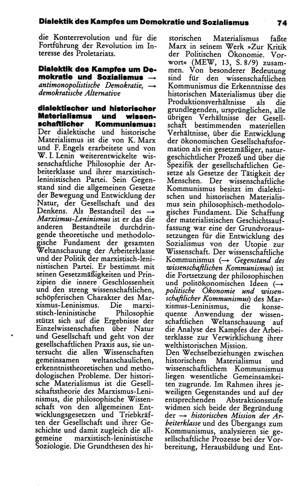 Wörterbuch des wissenschaftlichen Kommunismus [Deutsche Demokratische Republik (DDR)] 1986, Seite 74 (Wb. wiss. Komm. DDR 1986, S. 74)