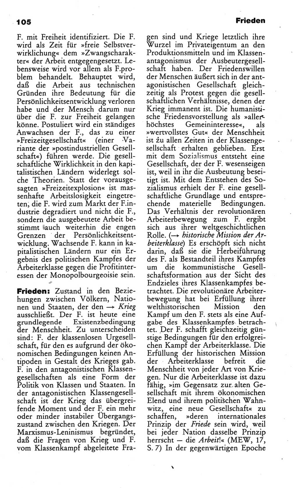 Wörterbuch des wissenschaftlichen Kommunismus [Deutsche Demokratische Republik (DDR)] 1986, Seite 105 (Wb. wiss. Komm. DDR 1986, S. 105)