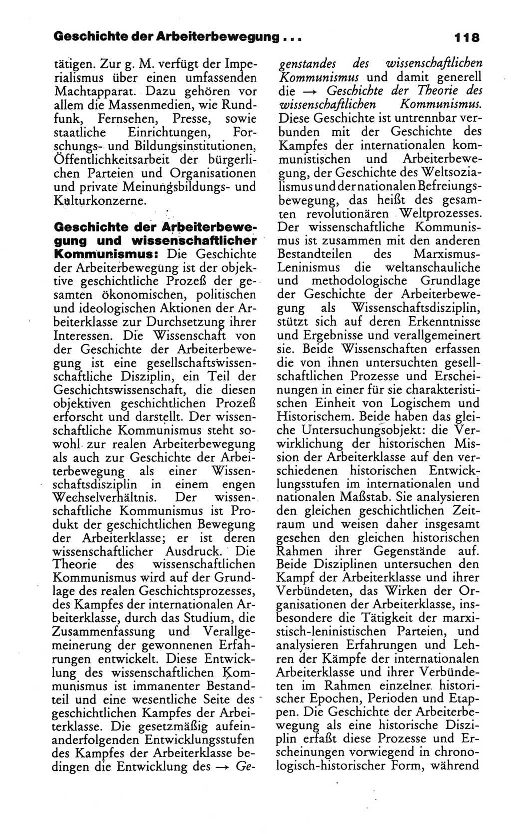 Wörterbuch des wissenschaftlichen Kommunismus [Deutsche Demokratische Republik (DDR)] 1986, Seite 118 (Wb. wiss. Komm. DDR 1986, S. 118)