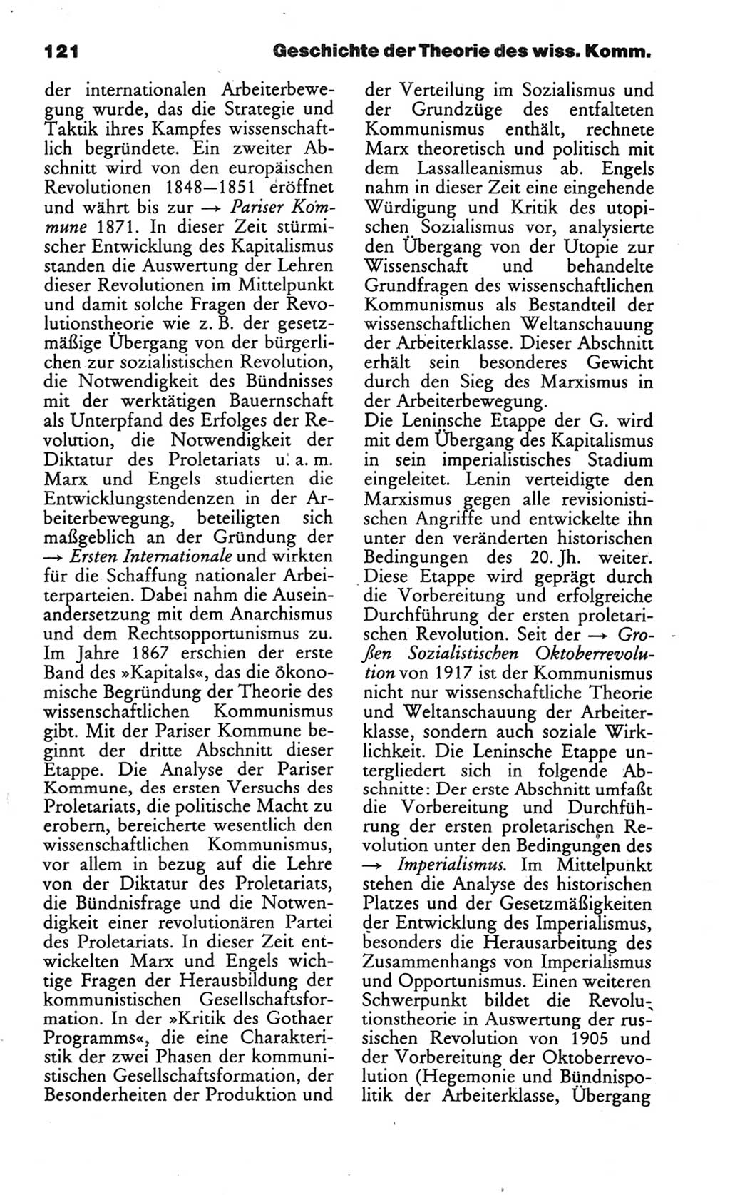 Wörterbuch des wissenschaftlichen Kommunismus [Deutsche Demokratische Republik (DDR)] 1986, Seite 121 (Wb. wiss. Komm. DDR 1986, S. 121)