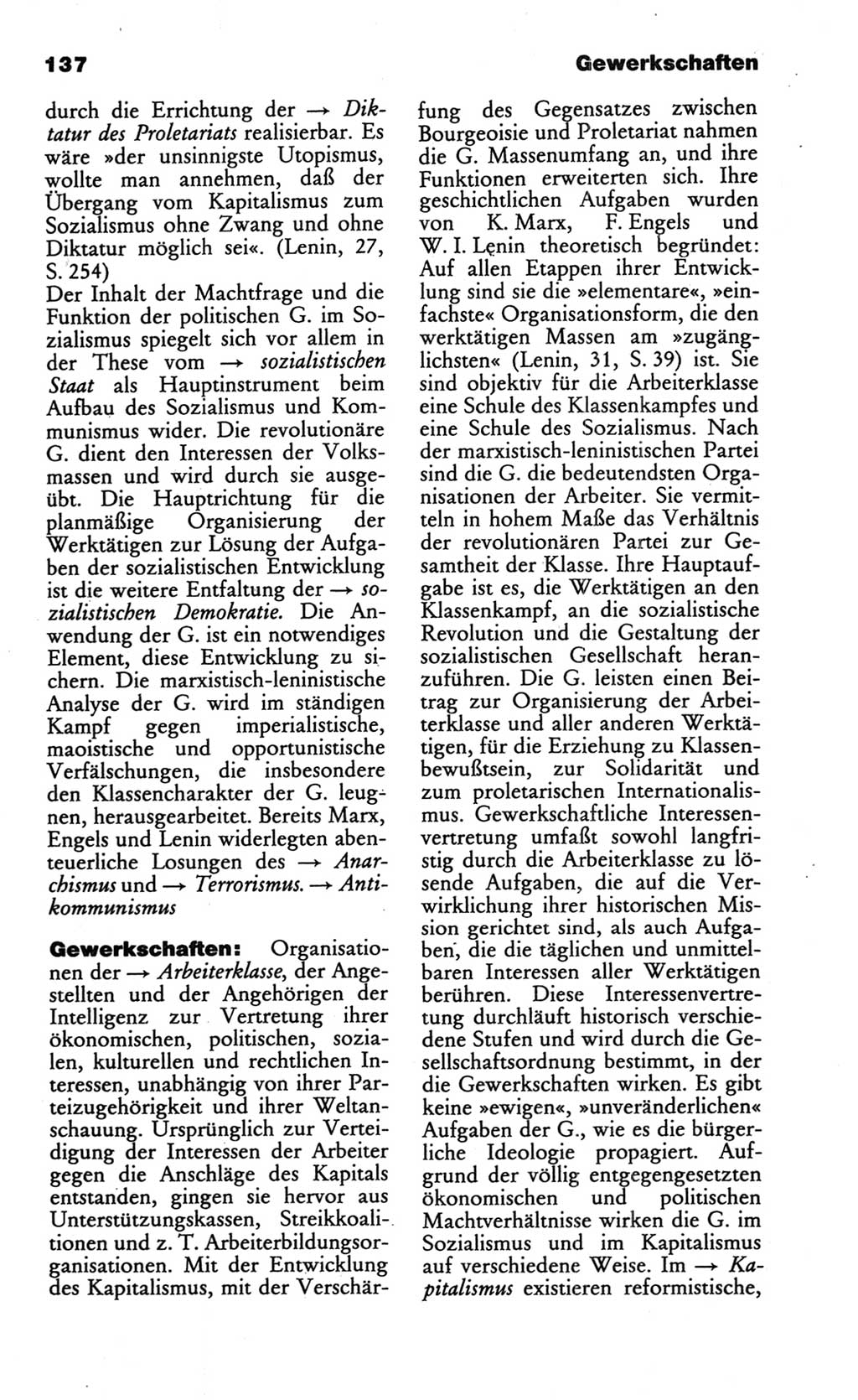 Wörterbuch des wissenschaftlichen Kommunismus [Deutsche Demokratische Republik (DDR)] 1986, Seite 137 (Wb. wiss. Komm. DDR 1986, S. 137)