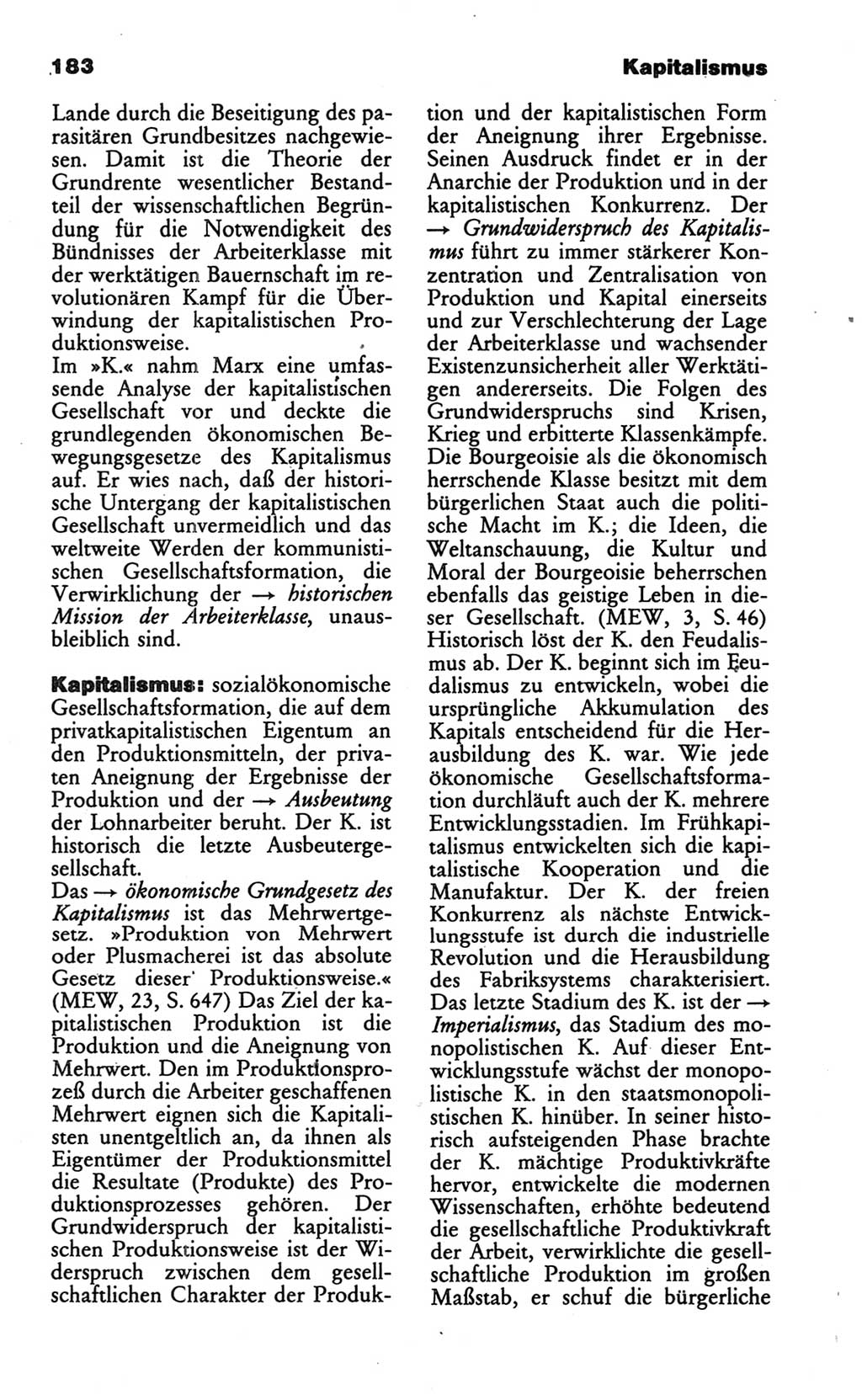 Wörterbuch des wissenschaftlichen Kommunismus [Deutsche Demokratische Republik (DDR)] 1986, Seite 183 (Wb. wiss. Komm. DDR 1986, S. 183)