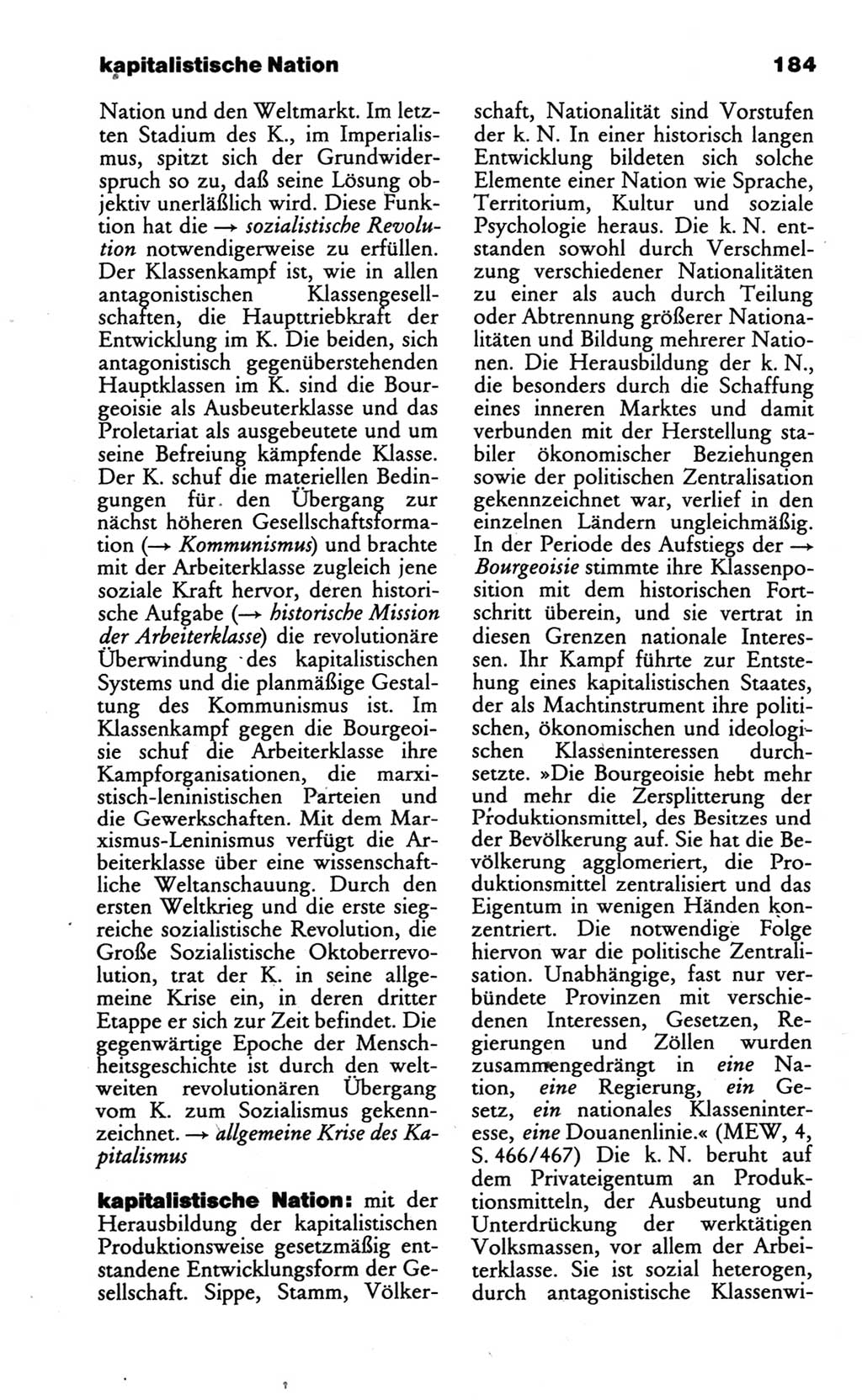 Wörterbuch des wissenschaftlichen Kommunismus [Deutsche Demokratische Republik (DDR)] 1986, Seite 184 (Wb. wiss. Komm. DDR 1986, S. 184)