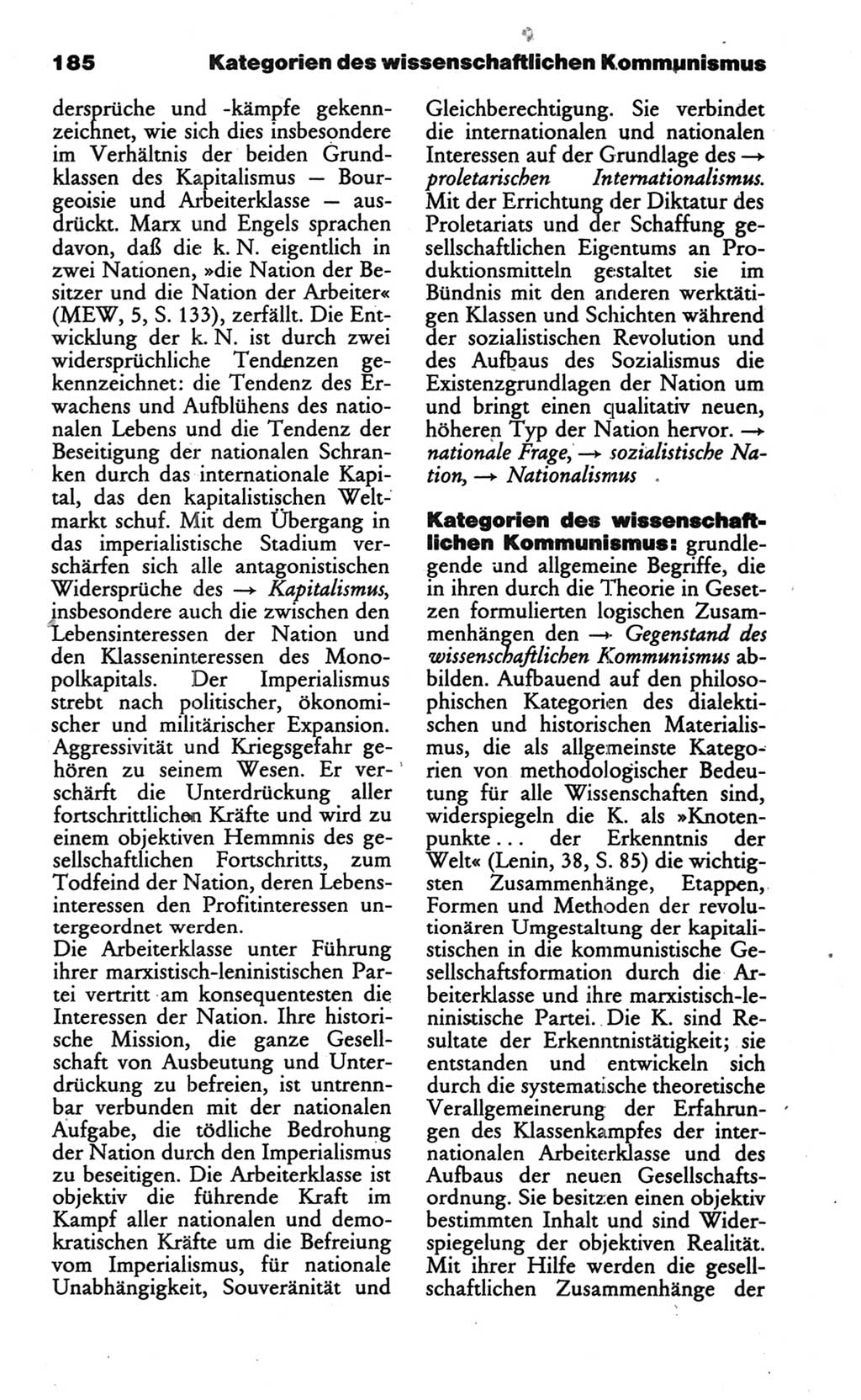 Wörterbuch des wissenschaftlichen Kommunismus [Deutsche Demokratische Republik (DDR)] 1986, Seite 185 (Wb. wiss. Komm. DDR 1986, S. 185)