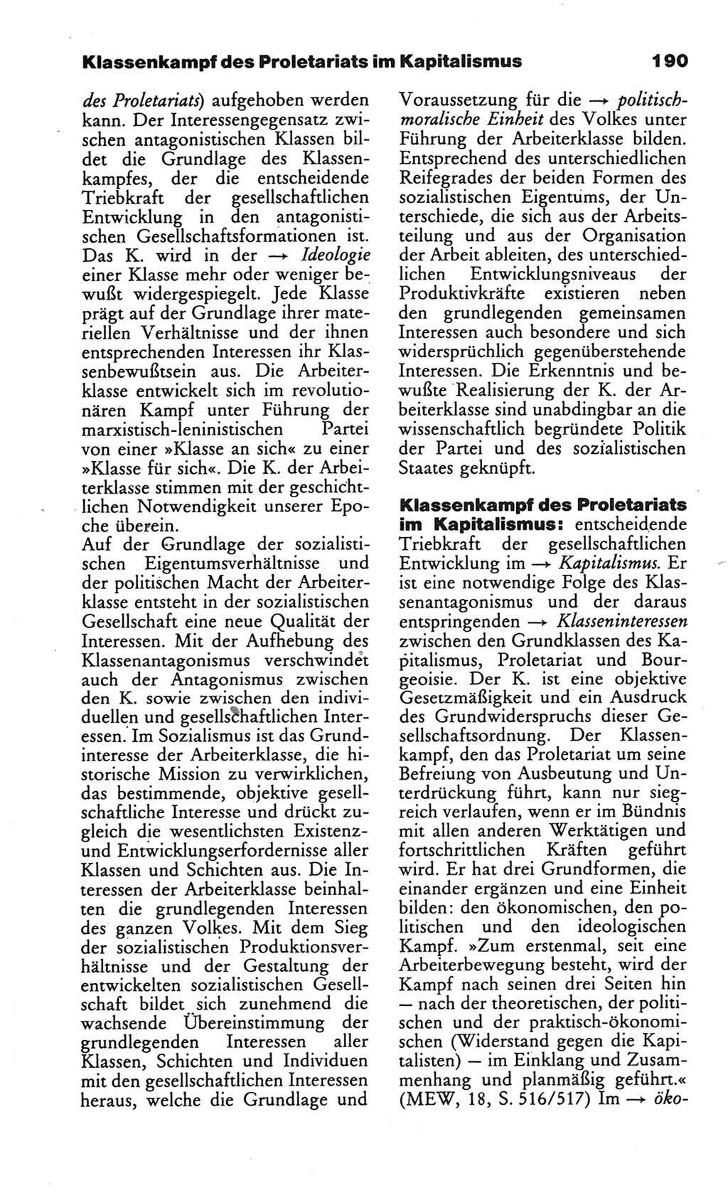 Wörterbuch des wissenschaftlichen Kommunismus [Deutsche Demokratische Republik (DDR)] 1986, Seite 190 (Wb. wiss. Komm. DDR 1986, S. 190)