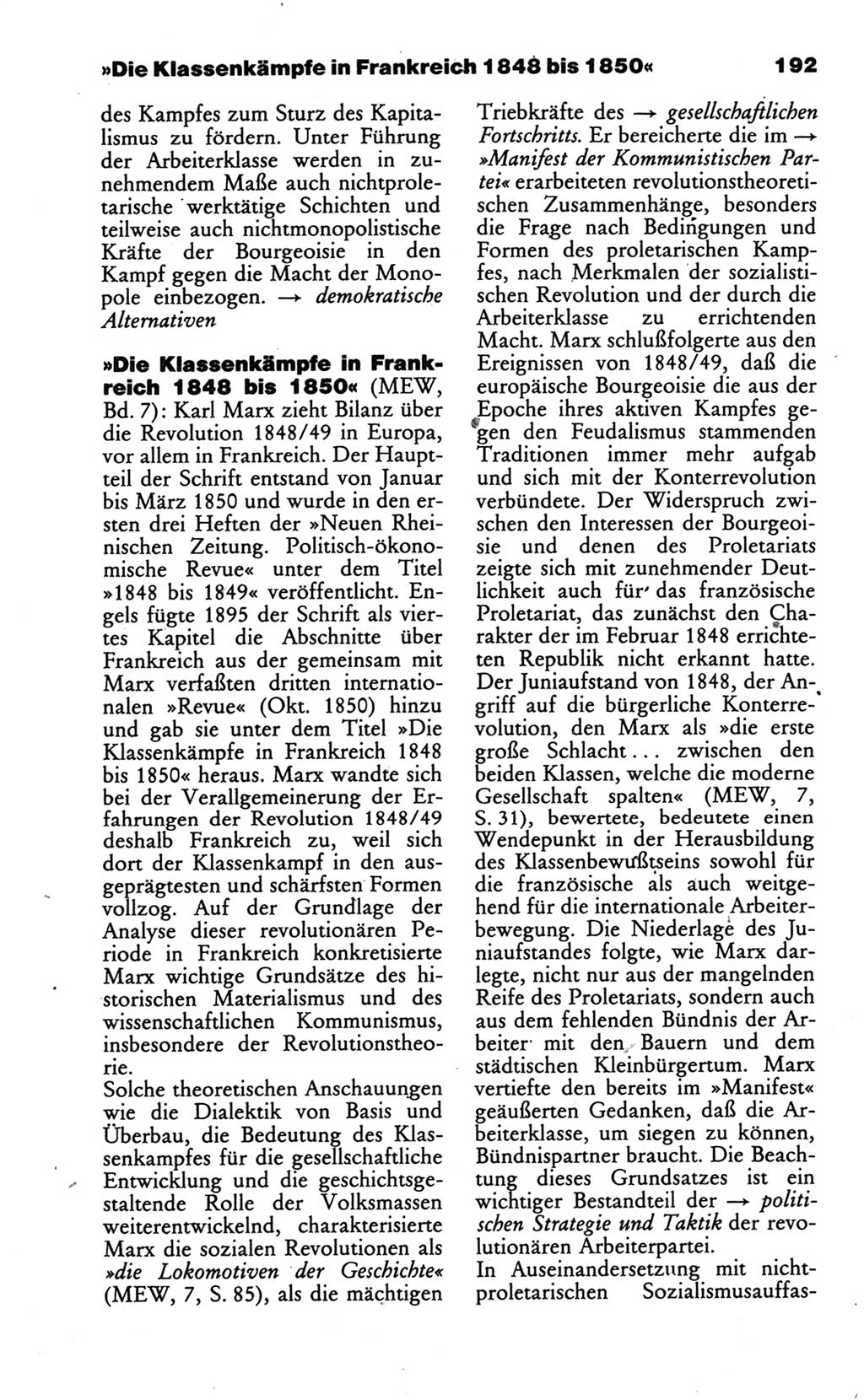 Wörterbuch des wissenschaftlichen Kommunismus [Deutsche Demokratische Republik (DDR)] 1986, Seite 192 (Wb. wiss. Komm. DDR 1986, S. 192)