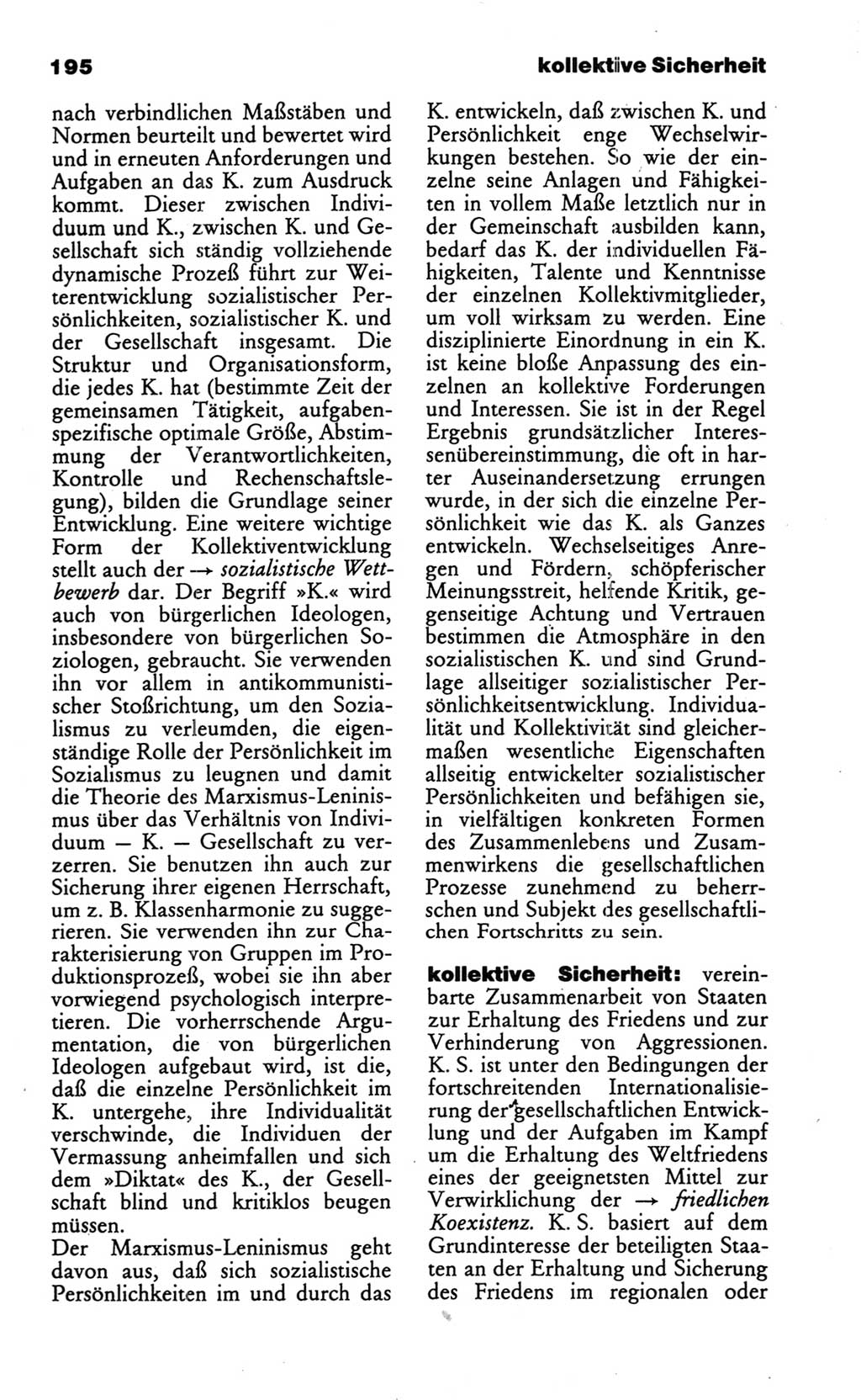 Wörterbuch des wissenschaftlichen Kommunismus [Deutsche Demokratische Republik (DDR)] 1986, Seite 195 (Wb. wiss. Komm. DDR 1986, S. 195)