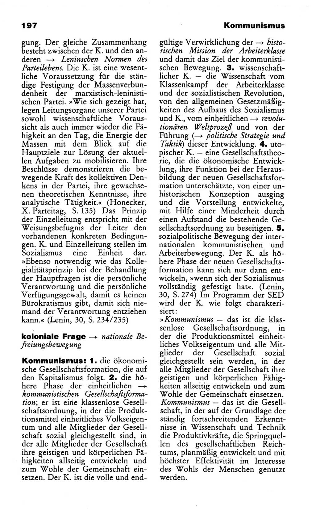 Wörterbuch des wissenschaftlichen Kommunismus [Deutsche Demokratische Republik (DDR)] 1986, Seite 197 (Wb. wiss. Komm. DDR 1986, S. 197)