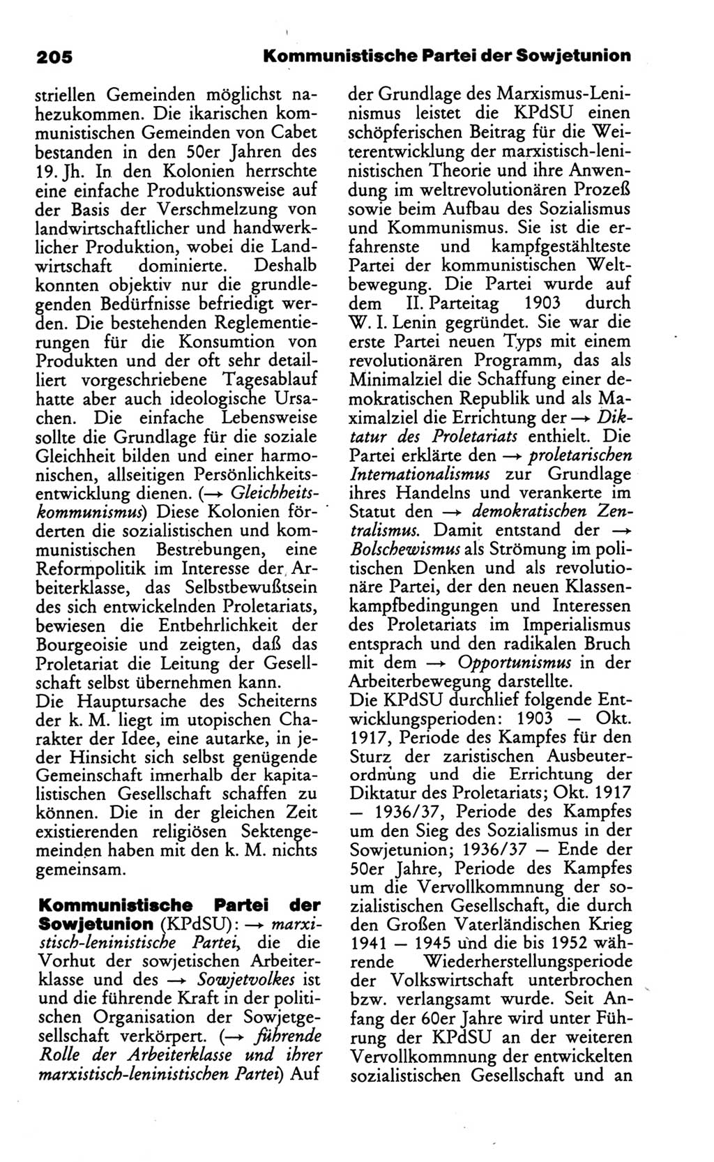 Wörterbuch des wissenschaftlichen Kommunismus [Deutsche Demokratische Republik (DDR)] 1986, Seite 205 (Wb. wiss. Komm. DDR 1986, S. 205)