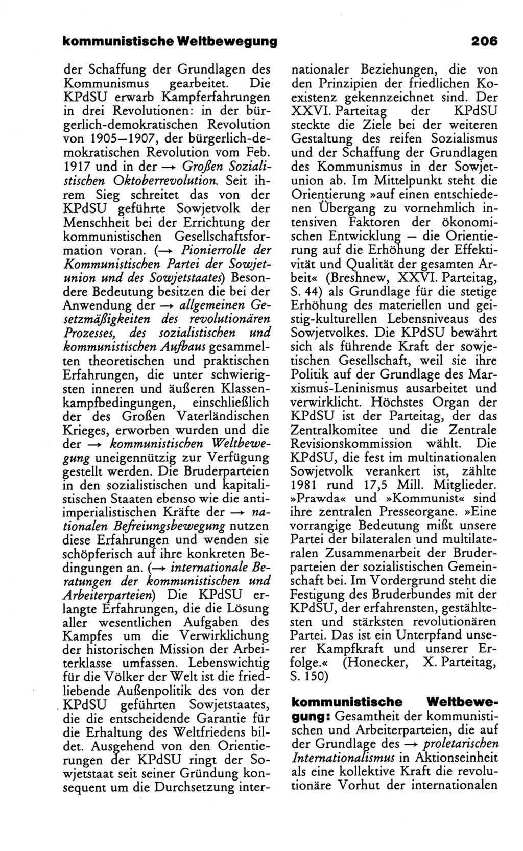 Wörterbuch des wissenschaftlichen Kommunismus [Deutsche Demokratische Republik (DDR)] 1986, Seite 206 (Wb. wiss. Komm. DDR 1986, S. 206)