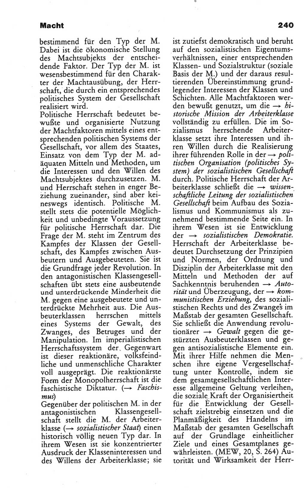 Wörterbuch des wissenschaftlichen Kommunismus [Deutsche Demokratische Republik (DDR)] 1986, Seite 240 (Wb. wiss. Komm. DDR 1986, S. 240)