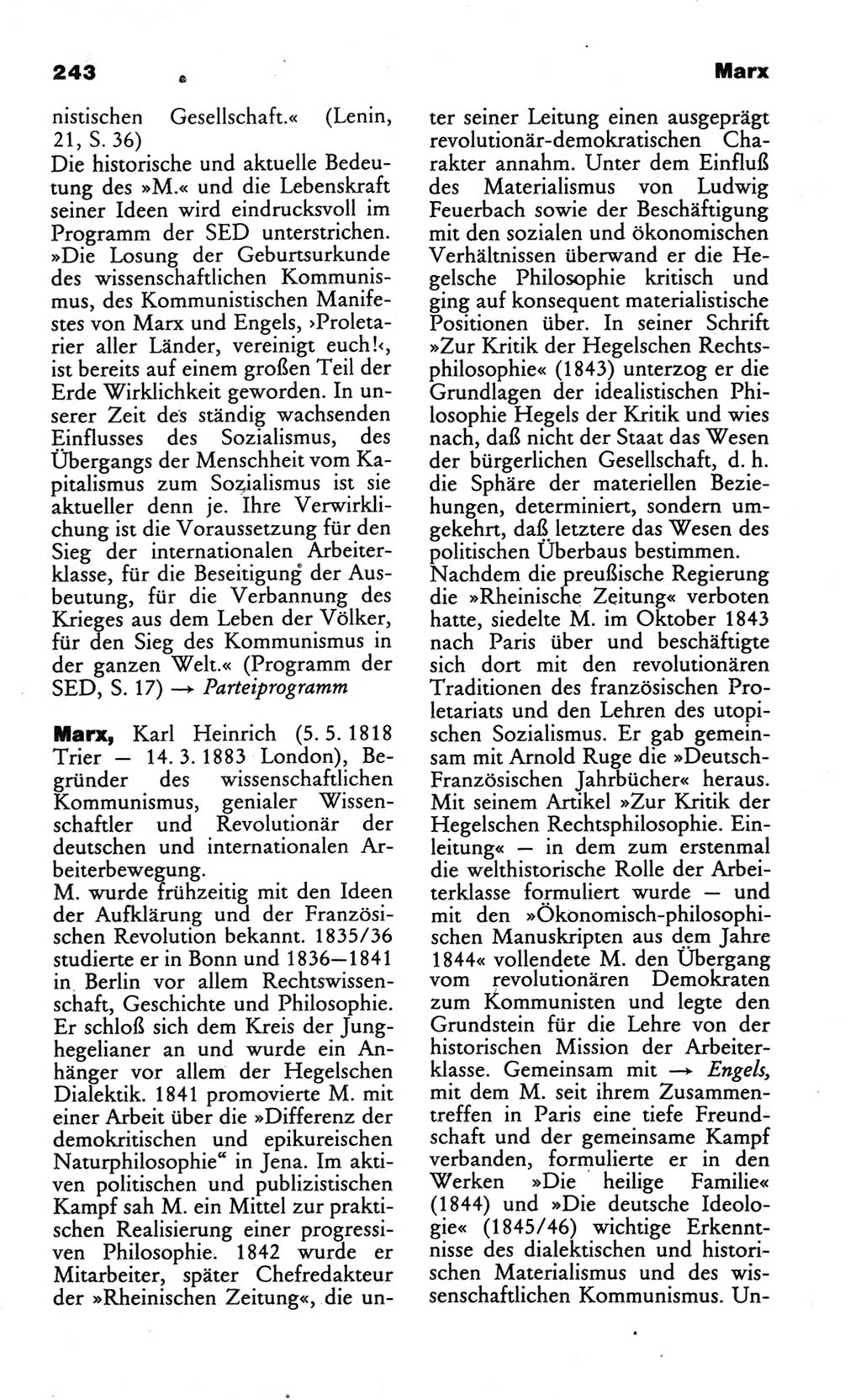 Wörterbuch des wissenschaftlichen Kommunismus [Deutsche Demokratische Republik (DDR)] 1986, Seite 243 (Wb. wiss. Komm. DDR 1986, S. 243)