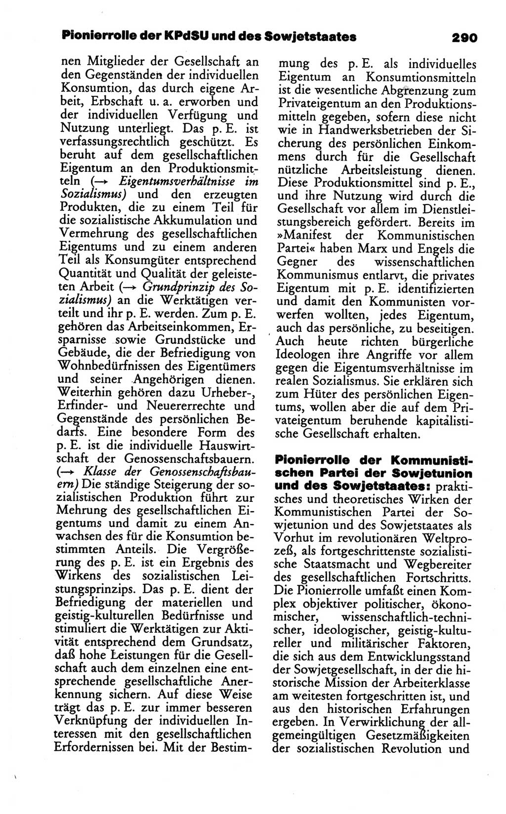 Wörterbuch des wissenschaftlichen Kommunismus [Deutsche Demokratische Republik (DDR)] 1986, Seite 290 (Wb. wiss. Komm. DDR 1986, S. 290)