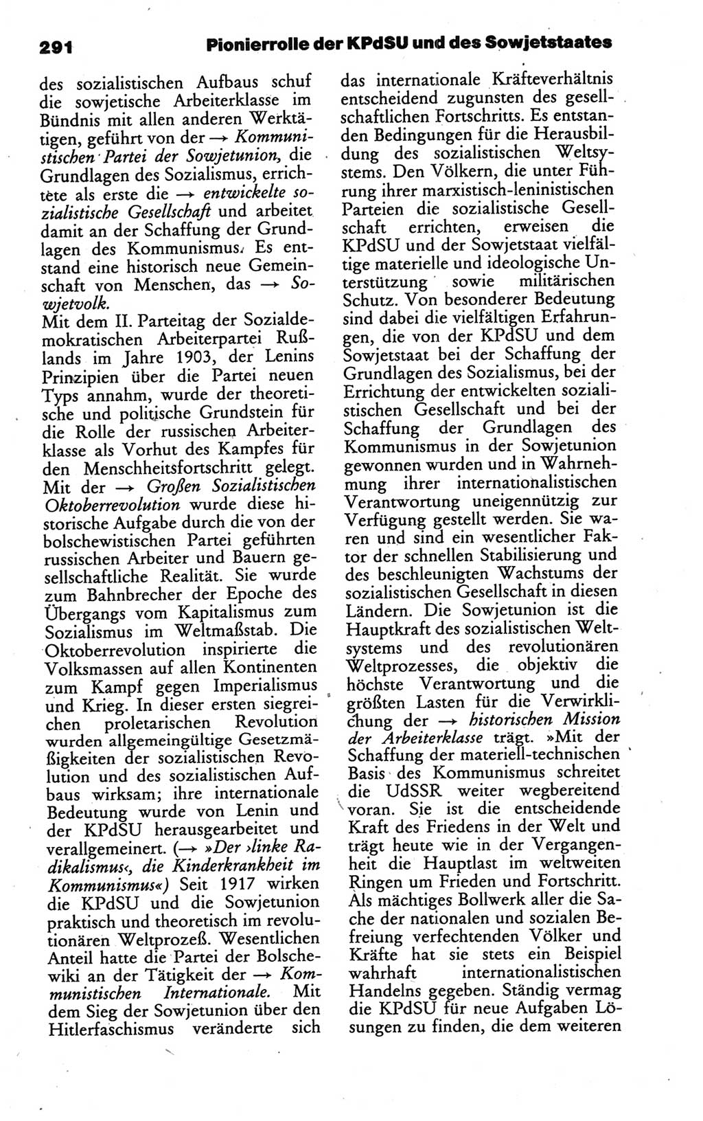 Wörterbuch des wissenschaftlichen Kommunismus [Deutsche Demokratische Republik (DDR)] 1986, Seite 291 (Wb. wiss. Komm. DDR 1986, S. 291)
