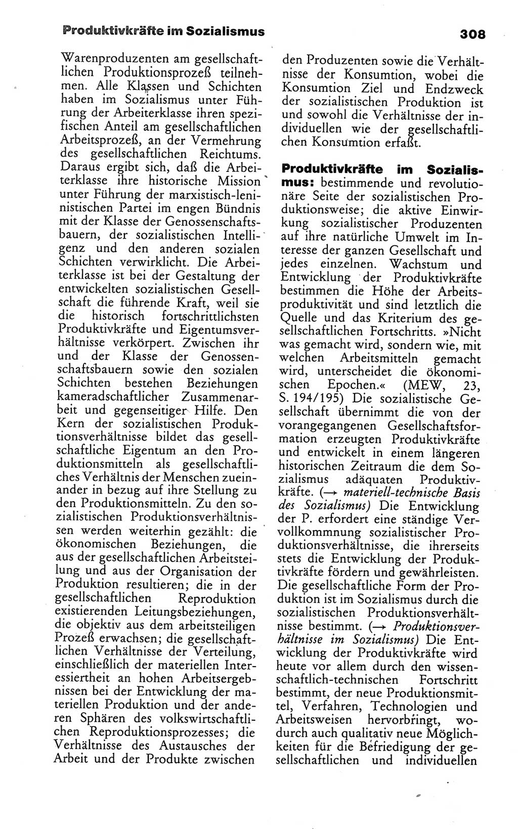 Wörterbuch des wissenschaftlichen Kommunismus [Deutsche Demokratische Republik (DDR)] 1986, Seite 308 (Wb. wiss. Komm. DDR 1986, S. 308)