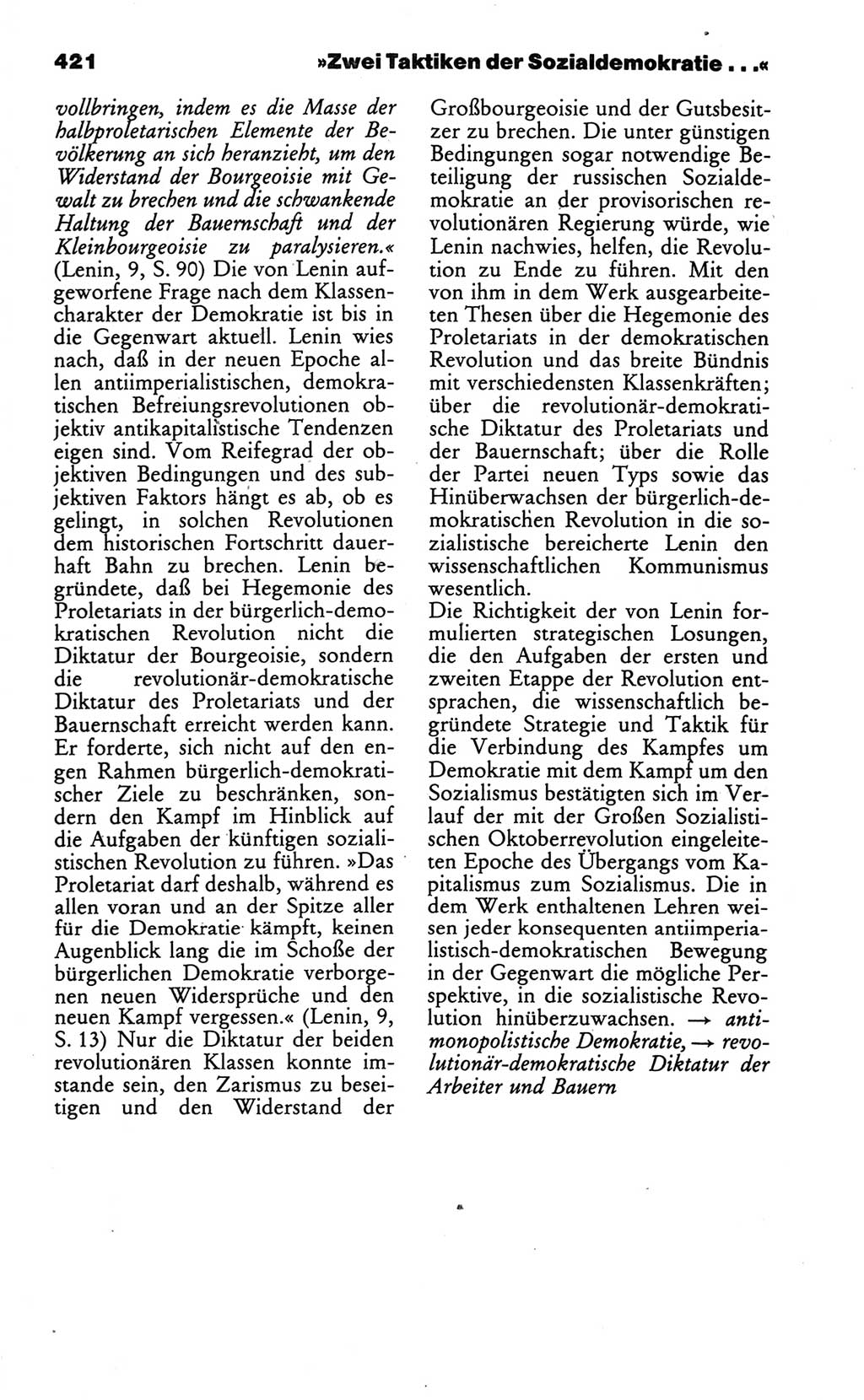 Wörterbuch des wissenschaftlichen Kommunismus [Deutsche Demokratische Republik (DDR)] 1986, Seite 421 (Wb. wiss. Komm. DDR 1986, S. 421)