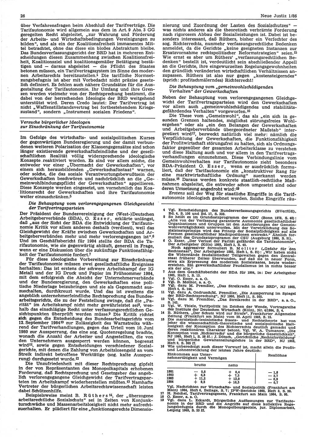 Neue Justiz (NJ), Zeitschrift für sozialistisches Recht und Gesetzlichkeit [Deutsche Demokratische Republik (DDR)], 40. Jahrgang 1986, Seite 26 (NJ DDR 1986, S. 26)