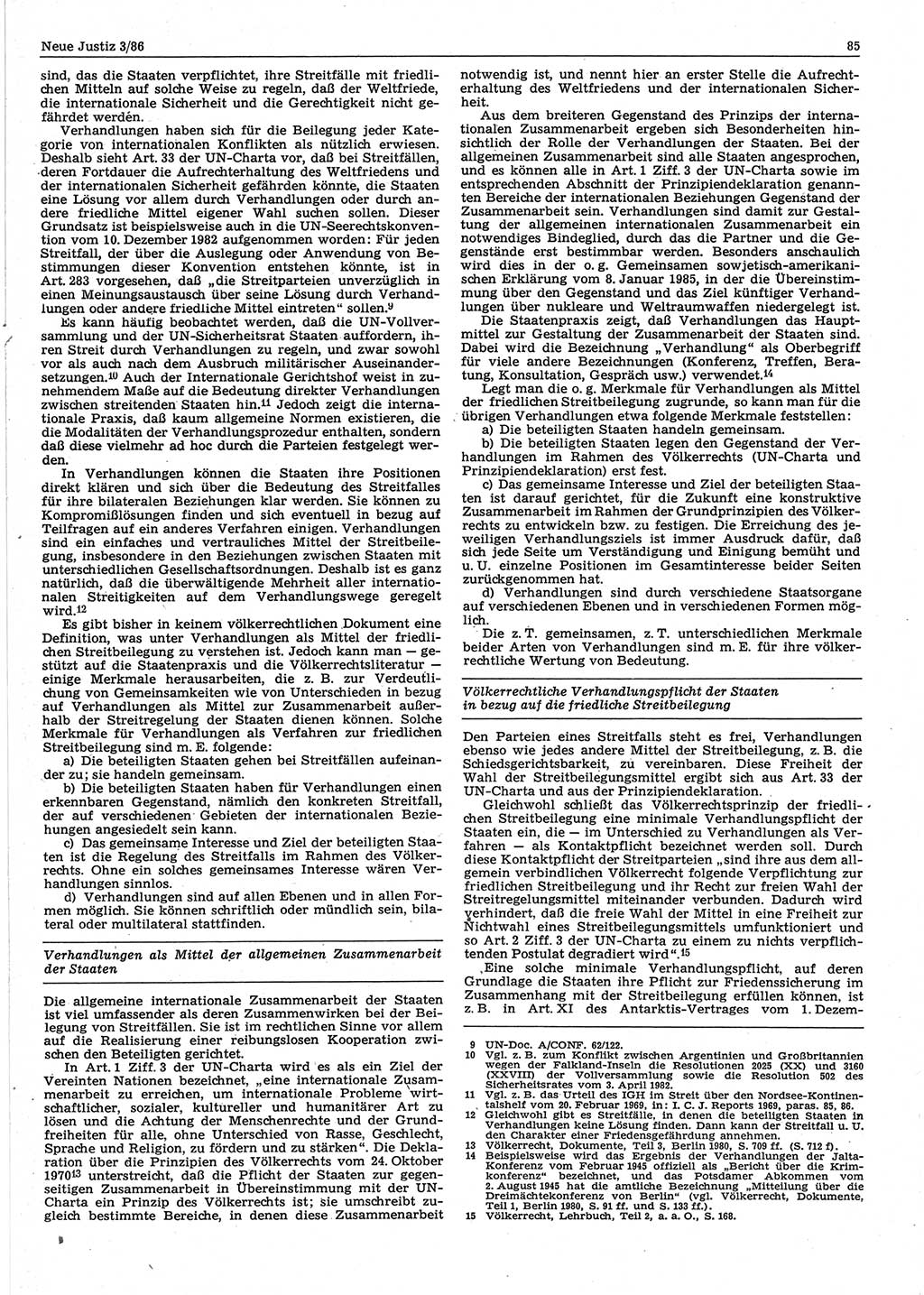 Neue Justiz (NJ), Zeitschrift für sozialistisches Recht und Gesetzlichkeit [Deutsche Demokratische Republik (DDR)], 40. Jahrgang 1986, Seite 85 (NJ DDR 1986, S. 85)