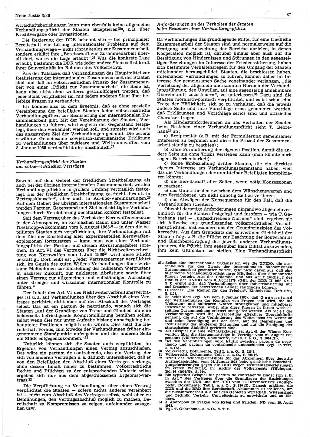 Neue Justiz (NJ), Zeitschrift für sozialistisches Recht und Gesetzlichkeit [Deutsche Demokratische Republik (DDR)], 40. Jahrgang 1986, Seite 87 (NJ DDR 1986, S. 87)