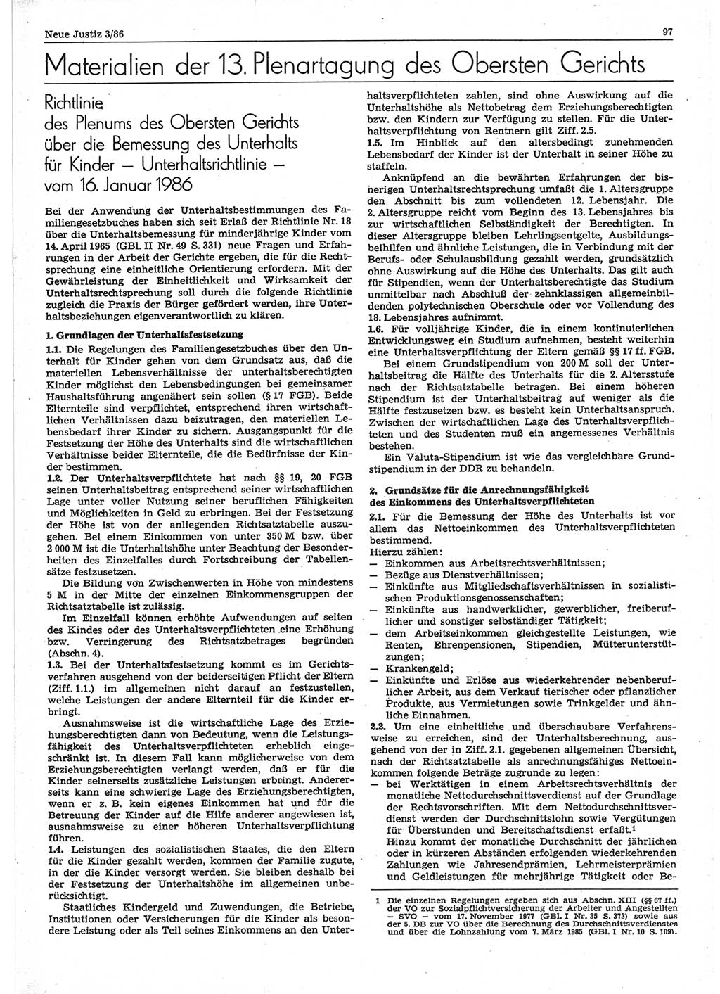 Neue Justiz (NJ), Zeitschrift für sozialistisches Recht und Gesetzlichkeit [Deutsche Demokratische Republik (DDR)], 40. Jahrgang 1986, Seite 97 (NJ DDR 1986, S. 97)