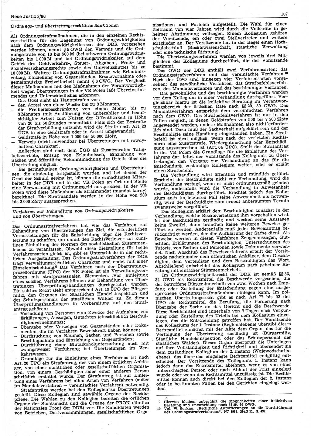 Neue Justiz (NJ), Zeitschrift für sozialistisches Recht und Gesetzlichkeit [Deutsche Demokratische Republik (DDR)], 40. Jahrgang 1986, Seite 107 (NJ DDR 1986, S. 107)