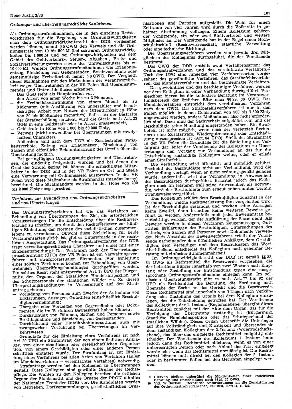 Neue Justiz (NJ), Zeitschrift für sozialistisches Recht und Gesetzlichkeit [Deutsche Demokratische Republik (DDR)], 40. Jahrgang 1986, Seite 107 (NJ DDR 1986, S. 107)