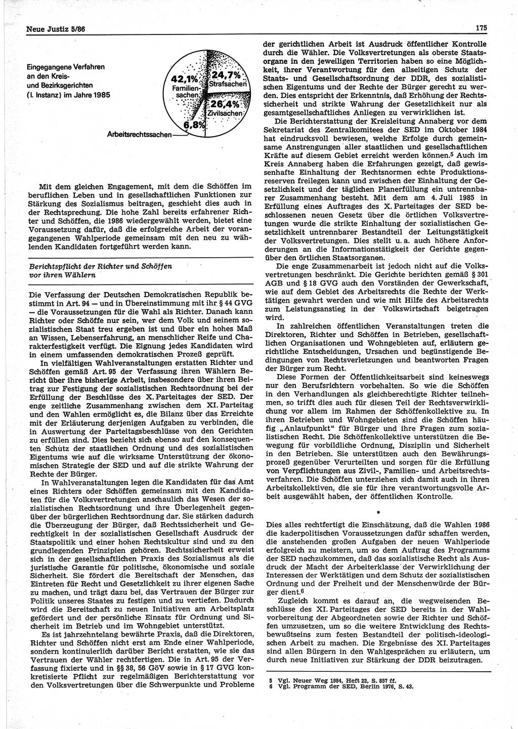 Neue Justiz (NJ), Zeitschrift für sozialistisches Recht und Gesetzlichkeit [Deutsche Demokratische Republik (DDR)], 40. Jahrgang 1986, Seite 175 (NJ DDR 1986, S. 175)
