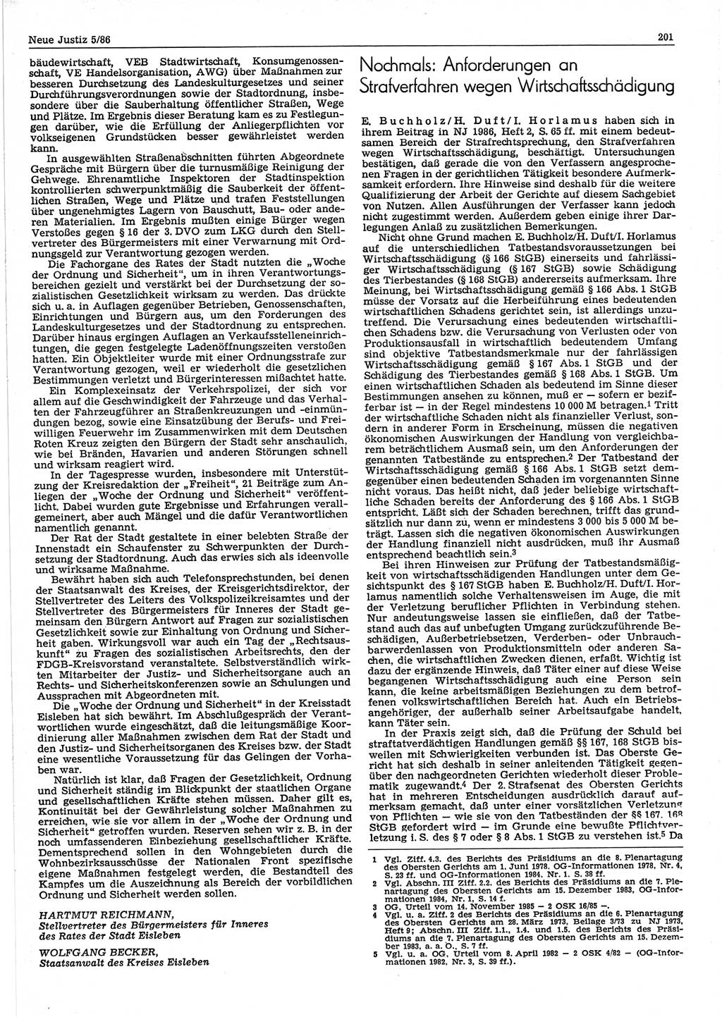 Neue Justiz (NJ), Zeitschrift für sozialistisches Recht und Gesetzlichkeit [Deutsche Demokratische Republik (DDR)], 40. Jahrgang 1986, Seite 201 (NJ DDR 1986, S. 201)