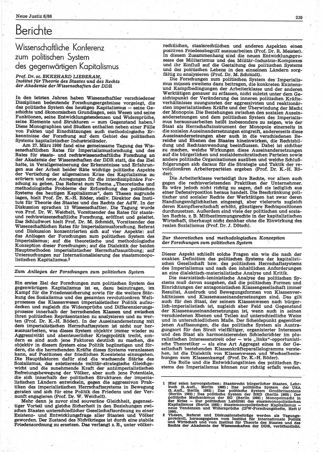Neue Justiz (NJ), Zeitschrift für sozialistisches Recht und Gesetzlichkeit [Deutsche Demokratische Republik (DDR)], 40. Jahrgang 1986, Seite 239 (NJ DDR 1986, S. 239)