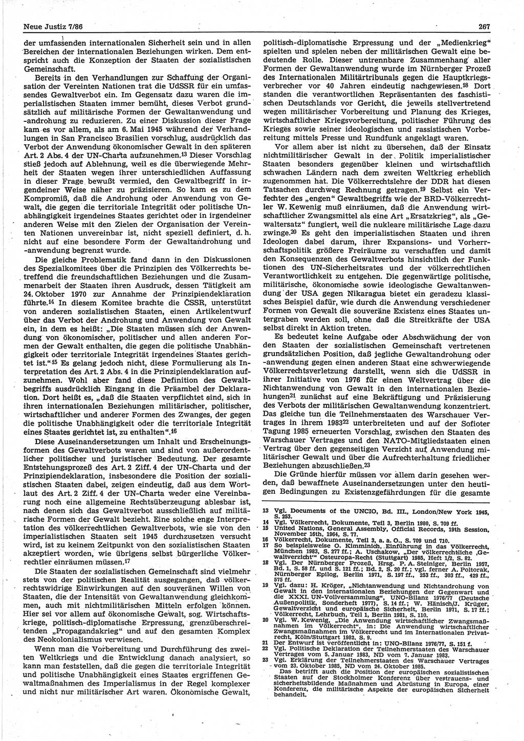 Neue Justiz (NJ), Zeitschrift für sozialistisches Recht und Gesetzlichkeit [Deutsche Demokratische Republik (DDR)], 40. Jahrgang 1986, Seite 267 (NJ DDR 1986, S. 267)